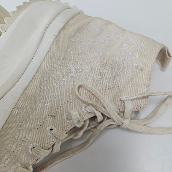 Converse Run Star Hike Embroidered Canvas Platform High Top Women 12 Ivory Lug - Picture 5 of 11